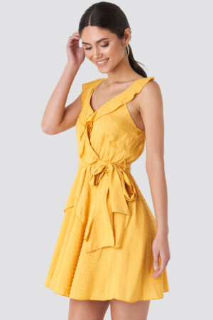 Trendyol Mustard Frilly Binding Dress - Yellow