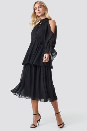 Trendyol No Shoulder Long Sleeve Dress - Black