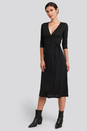 Trendyol Overlap Detailed Midi Dress - Black