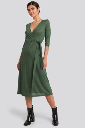 Trendyol Overlap Detailed Midi Dress - Green