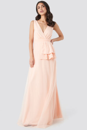 Trendyol Peplum Detailed Evening Dress - Pink