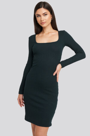 Trendyol Square Neck Jersey Dress - Green