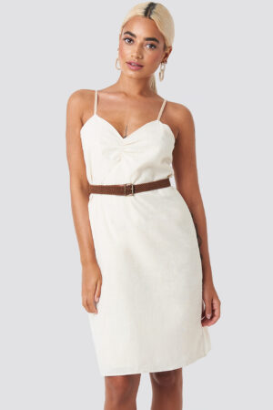 Trendyol Strap Linen Mini Dress - White