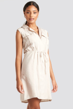 Trendyol Tied Midi Dress - Beige