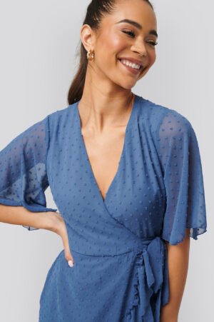Trendyol Wrap Dot Mini Dress - Blue