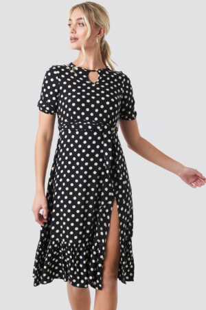Trendyol Yol Polka Dot Midi Dress - Black