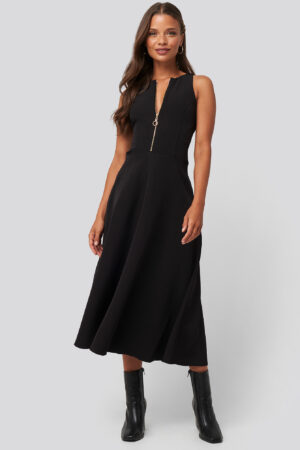 Trendyol Zippered Midi Dress - Black