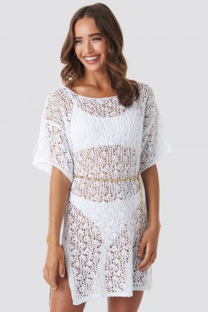 Hanna Weig x NA-KD Crochet Beachwear - White