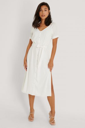 Kim Feenstra x NA-KD Skjortklänning Med Knappar Fram - Offwhite