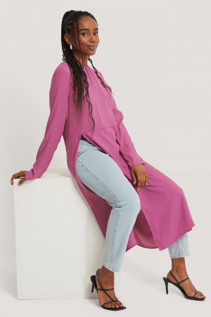 Kristin Rödin x NA-KD High Slit Midi Dress - Pink
