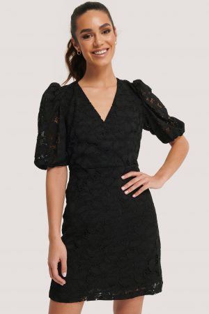 MANGO Miniklänning I Spets - Black