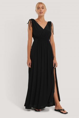 MANGO Miniklänning I V-Modell - Black