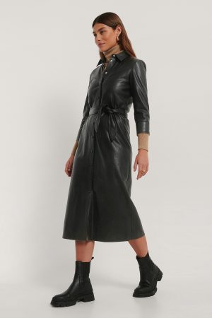 MANGO Pu-Klänning - Black