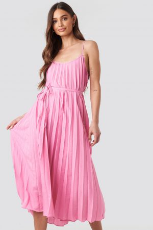 MANGO Plisado Dress - Pink