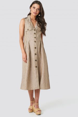 MANGO Seul Dress - Beige