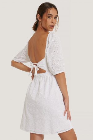 NA-KD Boho Klänning Med Struktur Och Rosett - White