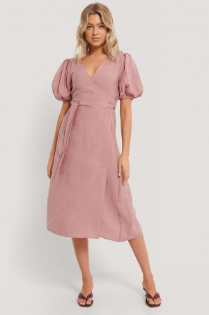 NA-KD Trend Omlottklänning Med Rosett - Pink