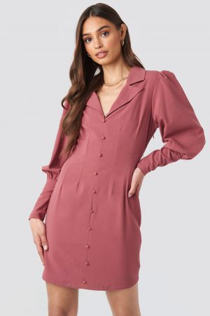 NA-KD Trend Button Front Mini Dress - Pink