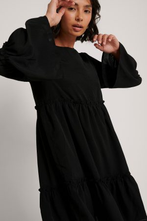 NA-KD Trend Miniklänning Med Vid Ärm - Black
