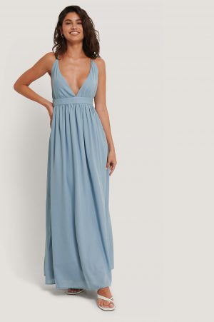 NA-KD Party Flowy Strap Dress - Blue
