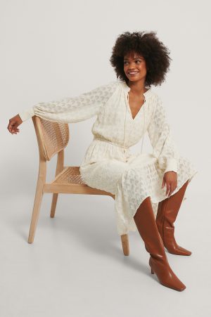 NA-KD Boho Jacquardklänning - Beige