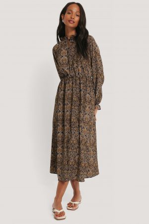 NA-KD Trend Frilled Collar Midi Dress - Multicolor