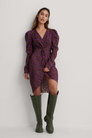 NA-KD Trend Klänning Med Knytdetalj Fram - Multicolor