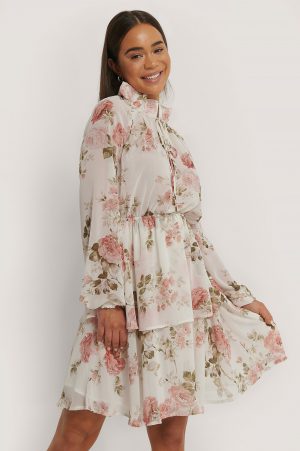NA-KD Boho High Frill Neck Dress - Multicolor
