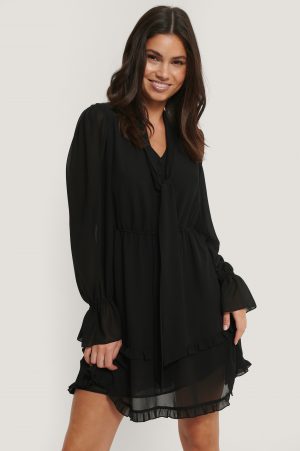 NA-KD Boho Klänning Med Hög Hals - Black