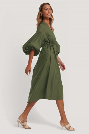 NA-KD Trend Midiklänning Med Dragsko - Green