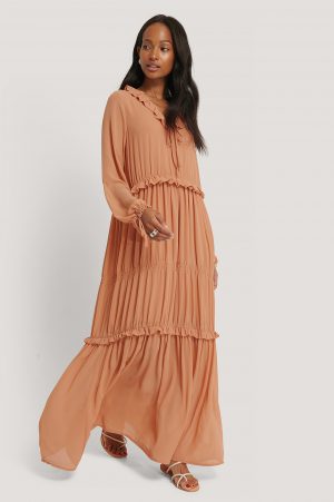 NA-KD Boho Multi Frill Flowy Dress - Copper