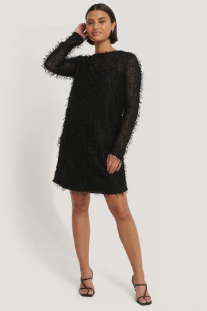 NA-KD Party Net Detail Dress - Black