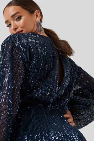 NA-KD Party Open Back Sequin Dress - Blue