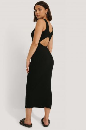 NA-KD Trend Open Back Sleeveless Dress - Black