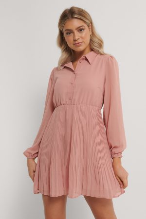 NA-KD Plisserad Skjortklänning - Pink