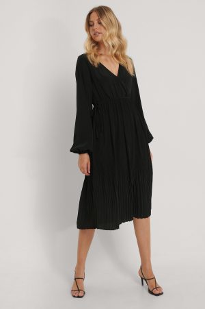 NA-KD Boho Klänning Med Veck - Black