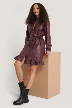 NA-KD Trend Pu-Klänning - Burgundy