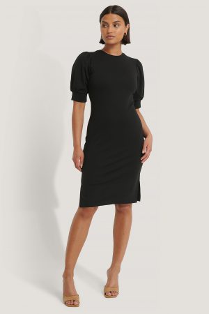 NA-KD Trend Klänning Med Puffärm - Black