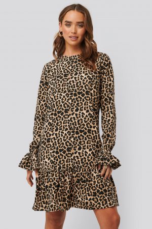 NA-KD Boho Round Neck Flounce Mini Dress - Multicolor
