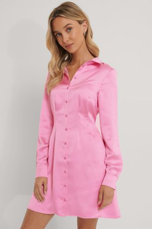 Emma Ellingsen x NA-KD Satinskjorta - Pink