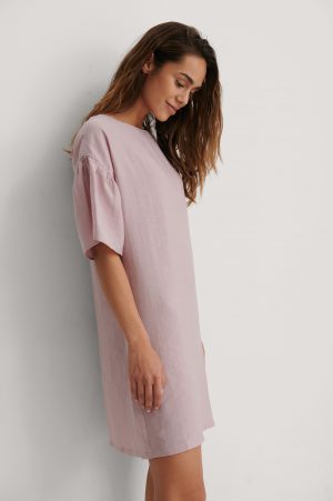 NA-KD Reborn Kortärmad Miniklänning Med Krås - Pink