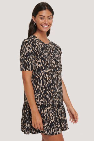 NA-KD Boho Kortärmad Miniklänning Med Volang - Multicolor