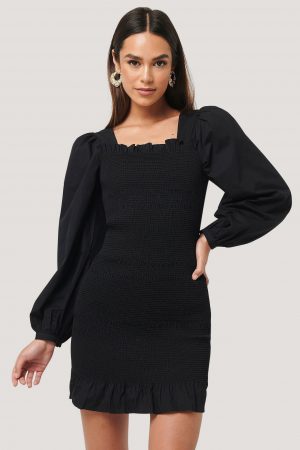 NA-KD Trend Smocked Mini Dress - Black