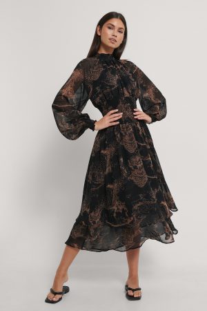 NA-KD Trend Smocked Waist Midi Dress - Multicolor