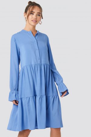 NA-KD Trend Solid Shirt Dress - Blue