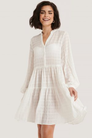 NA-KD Boho Structure A-Line Dress - White