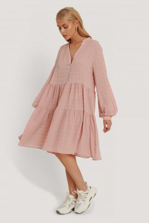 NA-KD Boho Structure A-Line Dress - Pink