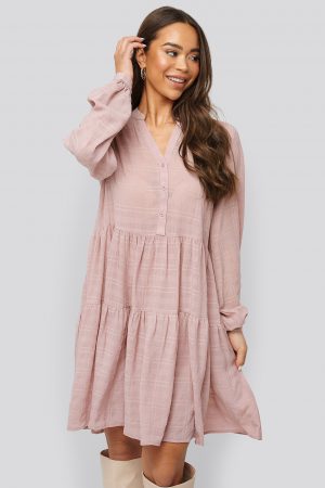 NA-KD Boho Structure A-Line Dress - Pink