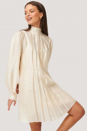 NA-KD Trend Structured Organza Gathered Mini Dress - Beige