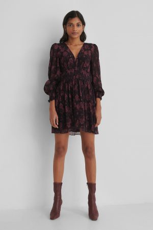NA-KD Boho Miniklänning - Burgundy